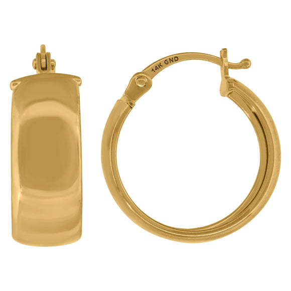 14kt Yellow Gold Womens Plain Huggie Hoop 16mm Earrings