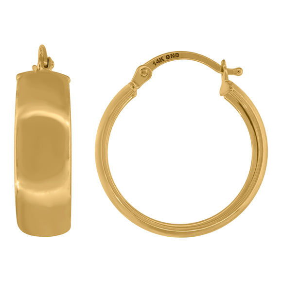 14kt Yellow Gold Womens Plain Huggie Hoop 20mm Earrings