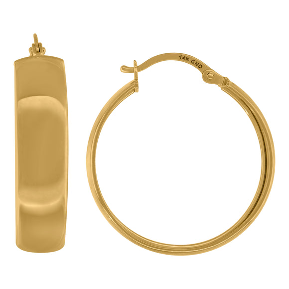 14kt Yellow Gold Womens Plain Huggie Hoop 25mm Earrings