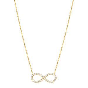 14kt Yellow Gold Womens Cubic Zirconia Love Infinity Charm Pendant