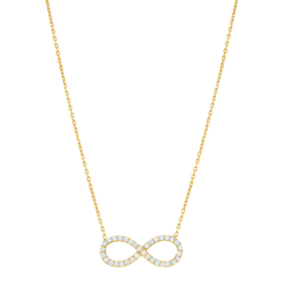 14kt Yellow Gold Womens Cubic Zirconia Love Infinity Charm Pendant