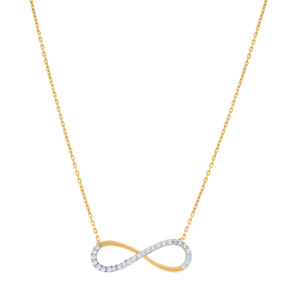 14kt Two-tone Gold Womens Cubic Zirconia Love Infinity Charm Pendant