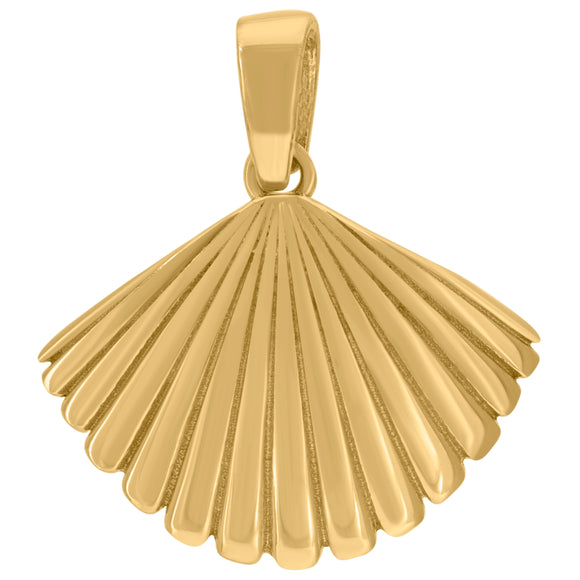 14kt Yellow Gold Womens Polished Finish Sea Shell Charm Pendant