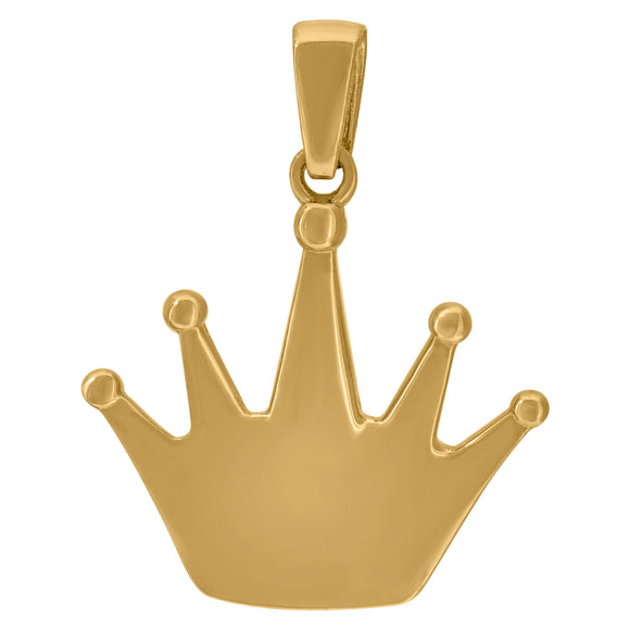 14kt Yellow Gold Womens Polished Finish Crown Charm Fashion Pendant