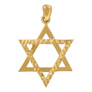 14kt Yellow Gold Womens Diamond-cut David Of Star Charm Pendant