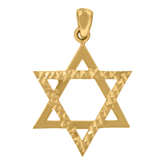 14kt Yellow Gold Womens Diamond-cut David Of Star Charm Pendant