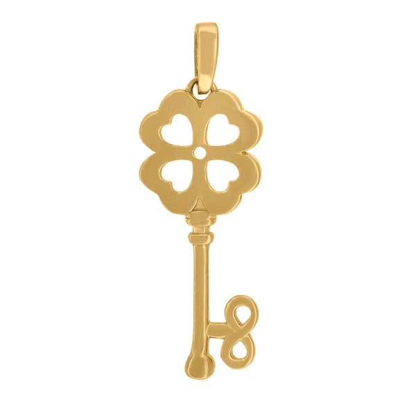 14kt Yellow Gold Womens Polished Finish Flower Key Charm Pendant