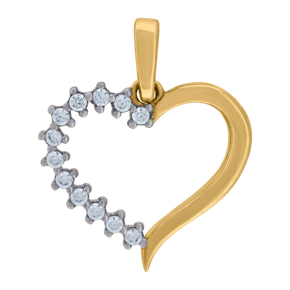 14kt Two-tone Gold Womens Cubic Zirconia Heart Charm Pendant