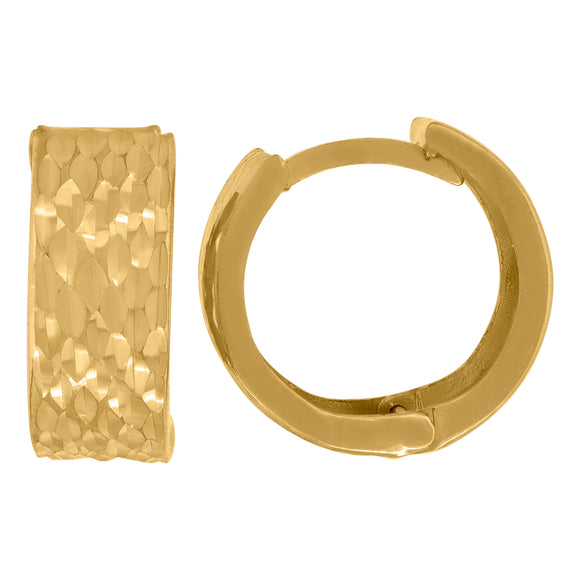 14kt Yellow Gold Womens Diamond-cut Huggie Hoop Earrings
