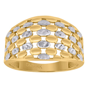 14kt Two-tone Gold Womens Abstract Pattern Ring Band 