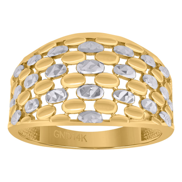14kt Two-tone Gold Womens Abstract Pattern Ring Band 