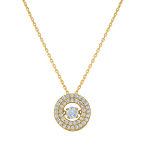 14kt Yellow Gold Womens Sparkling Cubic Zirconia Circle Charm Pendant