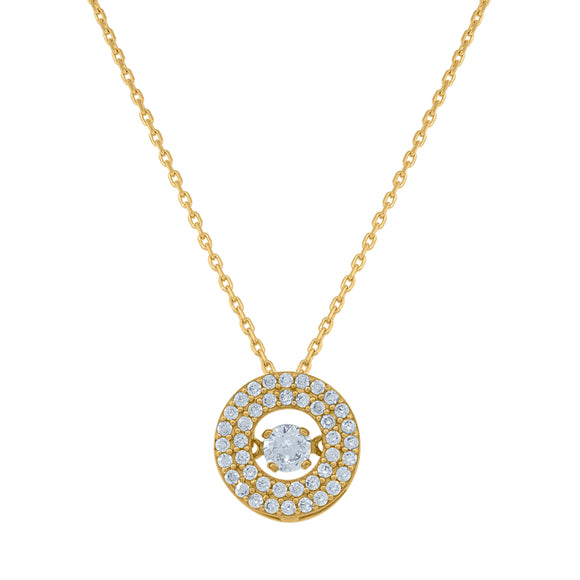 14kt Yellow Gold Womens Sparkling Cubic Zirconia Circle Charm Pendant