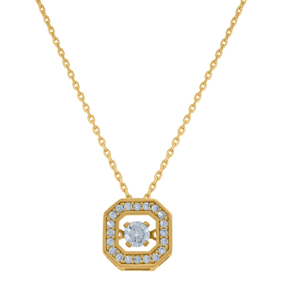 14kt Yellow Gold Womens Sparkling Cubic Zirconia Hexagon Charm Pendant