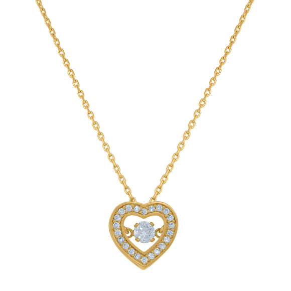 14kt Yellow Gold Womens Sparkling Cubic Zirconia Heart Charm Pendant