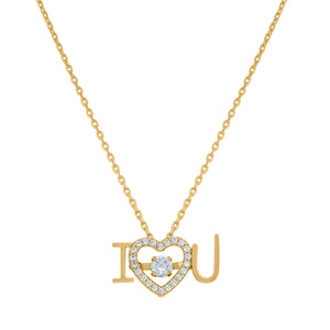 14kt Yellow Gold Womens Sparkling Cubic Zirconia I Love You Charm Pendant