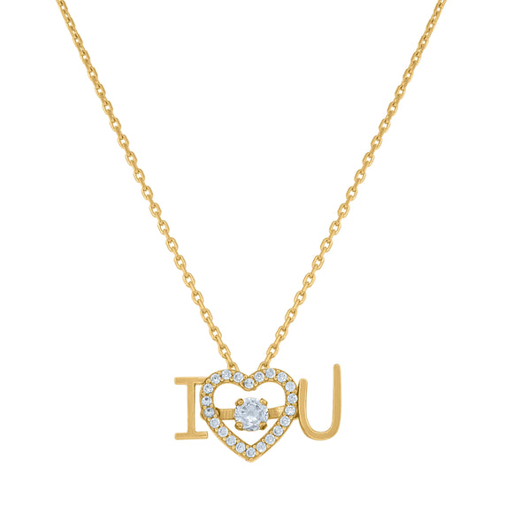 14kt Yellow Gold Womens Sparkling Cubic Zirconia I Love You Charm Pendant