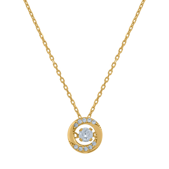 14kt Yellow Gold Womens Sparkling Cubic Zirconia Circle Charm Pendant