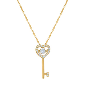 14kt Yellow Gold Womens Sparkling Cubic Zirconia Key To My Heart Charm Pendant