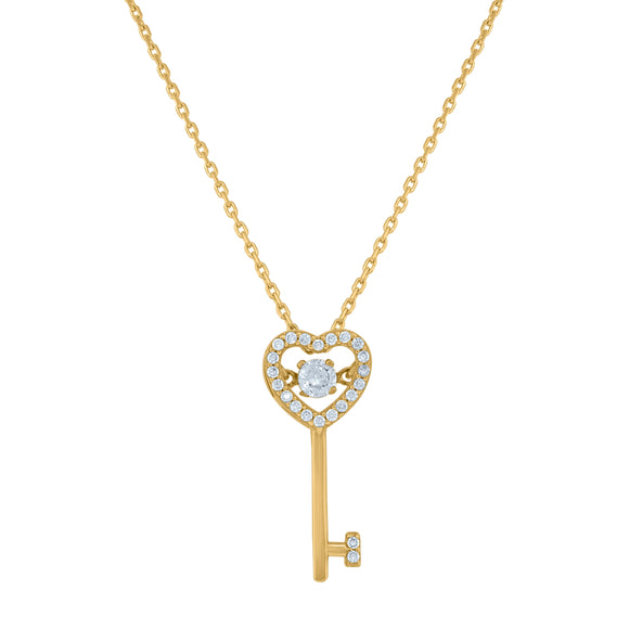 14kt Yellow Gold Womens Sparkling Cubic Zirconia Key To My Heart Charm Pendant