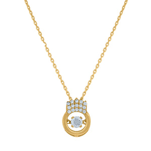 14kt Yellow Gold Womens Sparkling Cubic Zirconia Circle With Crown Charm Pendant