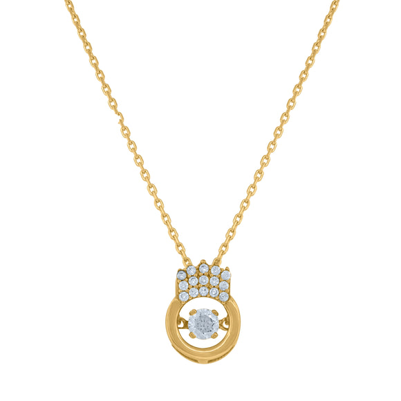 14kt Yellow Gold Womens Sparkling Cubic Zirconia Circle With Crown Charm Pendant