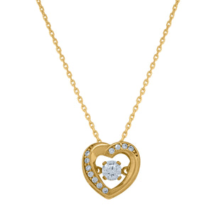 14kt Yellow Gold Womens Sparkling Cubic Zirconia Heart Charm Pendant