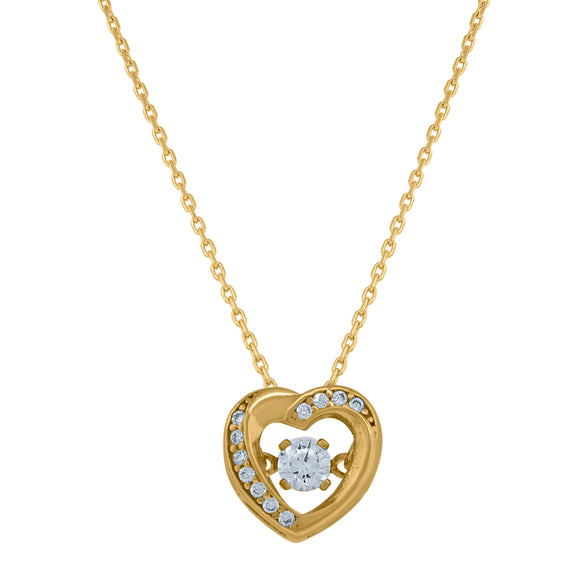 14kt Yellow Gold Womens Sparkling Cubic Zirconia Heart Charm Pendant