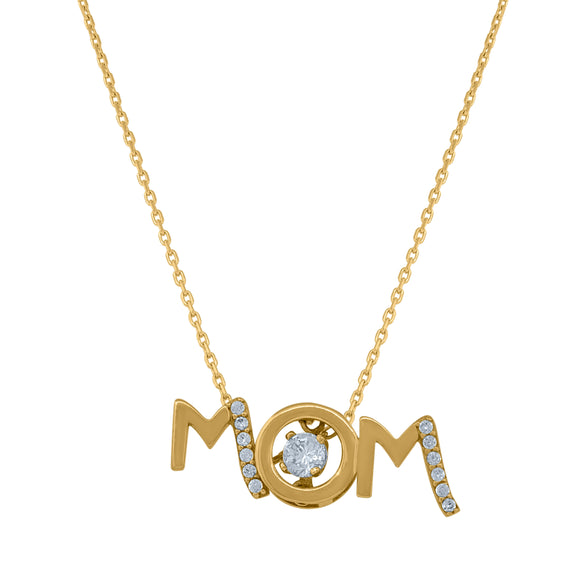 14kt Yellow Gold Womens Sparkling Cubic Zirconia Mom Charm Pendant