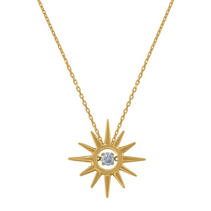 14kt Yellow Gold Womens Sparkling Cubic Zirconia Starburst Charm Pendant