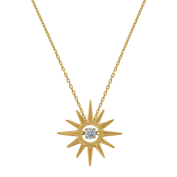 14kt Yellow Gold Womens Sparkling Cubic Zirconia Starburst Charm Pendant