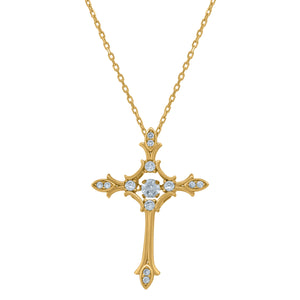 14kt Yellow Gold Womens Sparkling Cubic Zirconia Cross Religious Charm Pendant