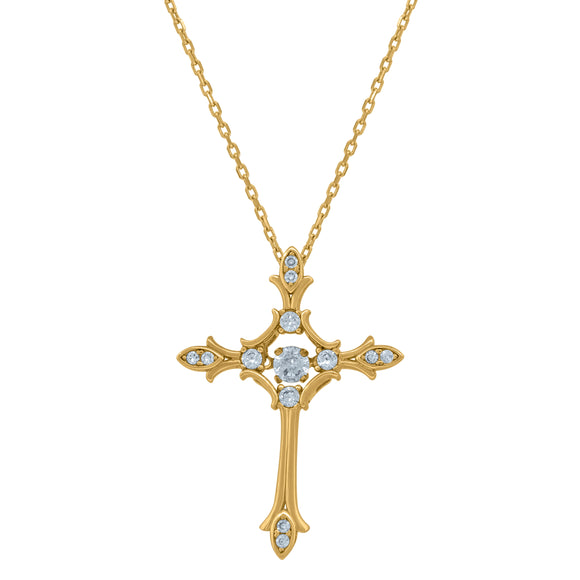 14kt Yellow Gold Womens Sparkling Cubic Zirconia Cross Religious Charm Pendant