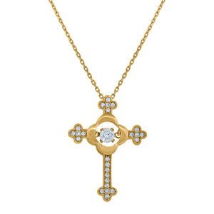 14kt Yellow Gold Womens Sparkling Cubic Zirconia Cross Religious Charm Pendant