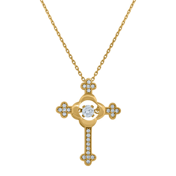 14kt Yellow Gold Womens Sparkling Cubic Zirconia Cross Religious Charm Pendant