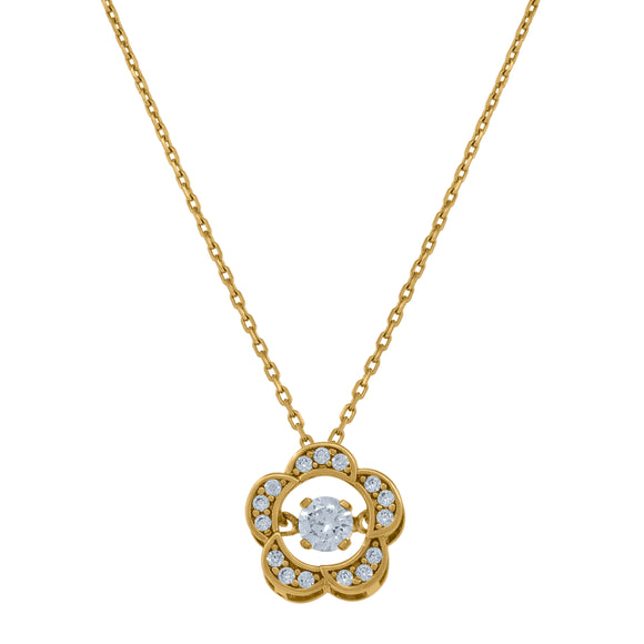 14kt Yellow Gold Womens Sparkling Cubic Zirconia Floral Charm Pendant