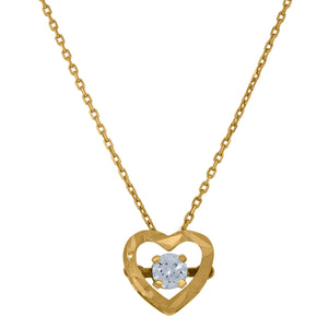 14kt Yellow Gold Womens Sparkling Cubic Zirconia Diamond-cut Heart Charm Pendant