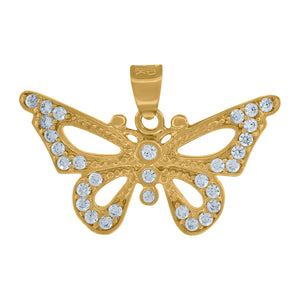 14kt Yellow Gold Womens Cubic Zirconia Butterfly Charm Pendant