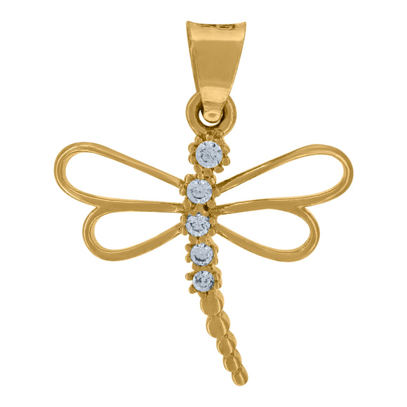 14kt Yellow Gold Womens Cubic Zirconia Butterfly Charm Pendant