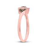 10kt Rose Gold Womens Round Brown Diamond Square Cluster Ring 1/5 Cttw