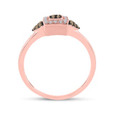 10kt Rose Gold Womens Round Brown Diamond Square Cluster Ring 1/5 Cttw