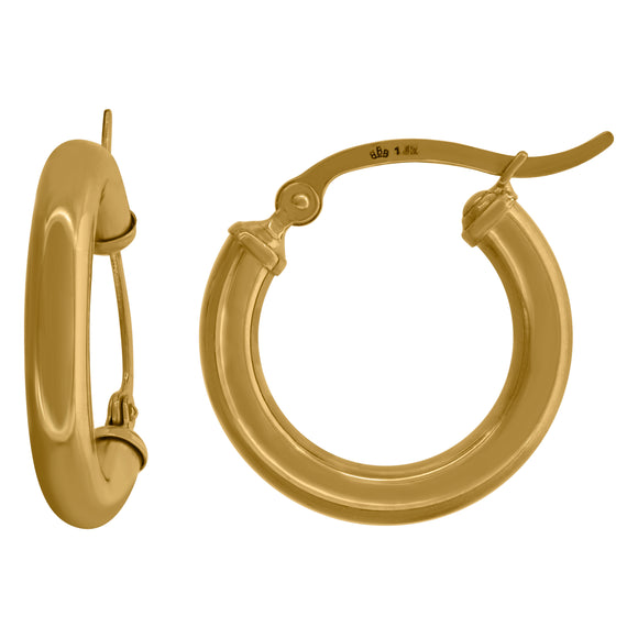 14kt Yellow Gold Womens Polished Finish Classic Hoop Earrings