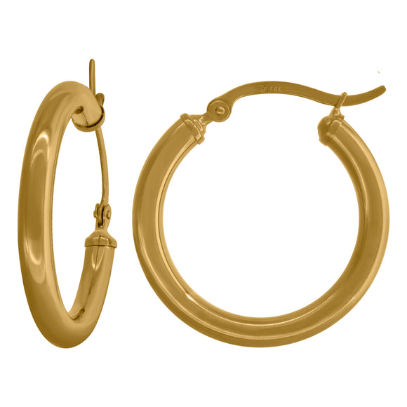 14kt Yellow Gold Womens Polished Finish Classic Hoop Earrings