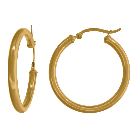 14kt Yellow Gold Womens Polished Finish Classic Hoop Earrings
