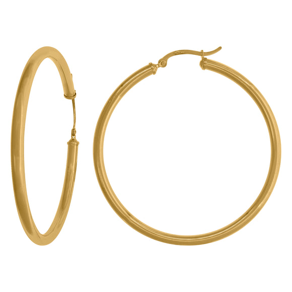 14kt Yellow Gold Womens Polished Finish Classic Hoop Earrings