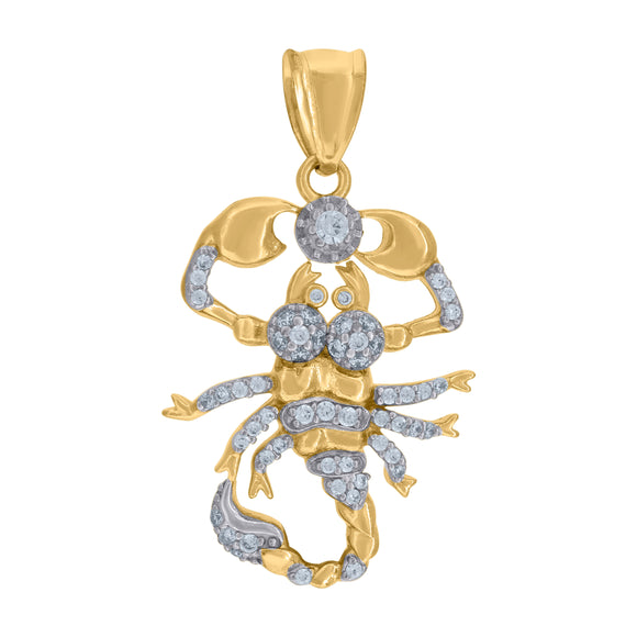 10kt Two-tone Gold Cubic Zirconia Zodiac Sign Scorpion Charm Pendant