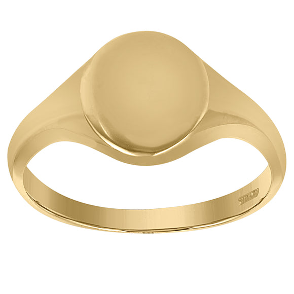 10kt Yellow Gold Mens Polished Oval Head Signet Engravable Ring 