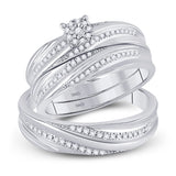 10kt White Gold His Hers Round Diamond Cluster Matching Wedding Set 1/3 Cttw