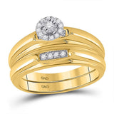 10kt Yellow Gold His Hers Round Diamond Solitaire Matching Wedding Set 1/6 Cttw