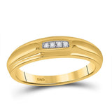 10kt Yellow Gold His Hers Round Diamond Solitaire Matching Wedding Set 1/6 Cttw